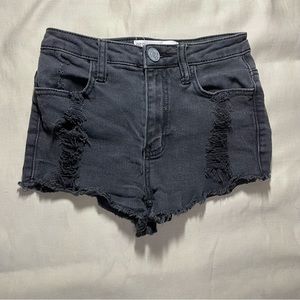 RSQ Distressed High Rise Black Jean Shorts